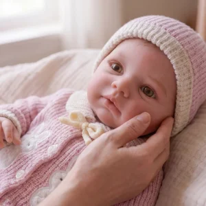 [Pre-Order] Babeside Ayo 20" Reborn Baby Girl Doll – Lifelike Vinyl Doll with Pink Knit Bunny Outfit & Hat